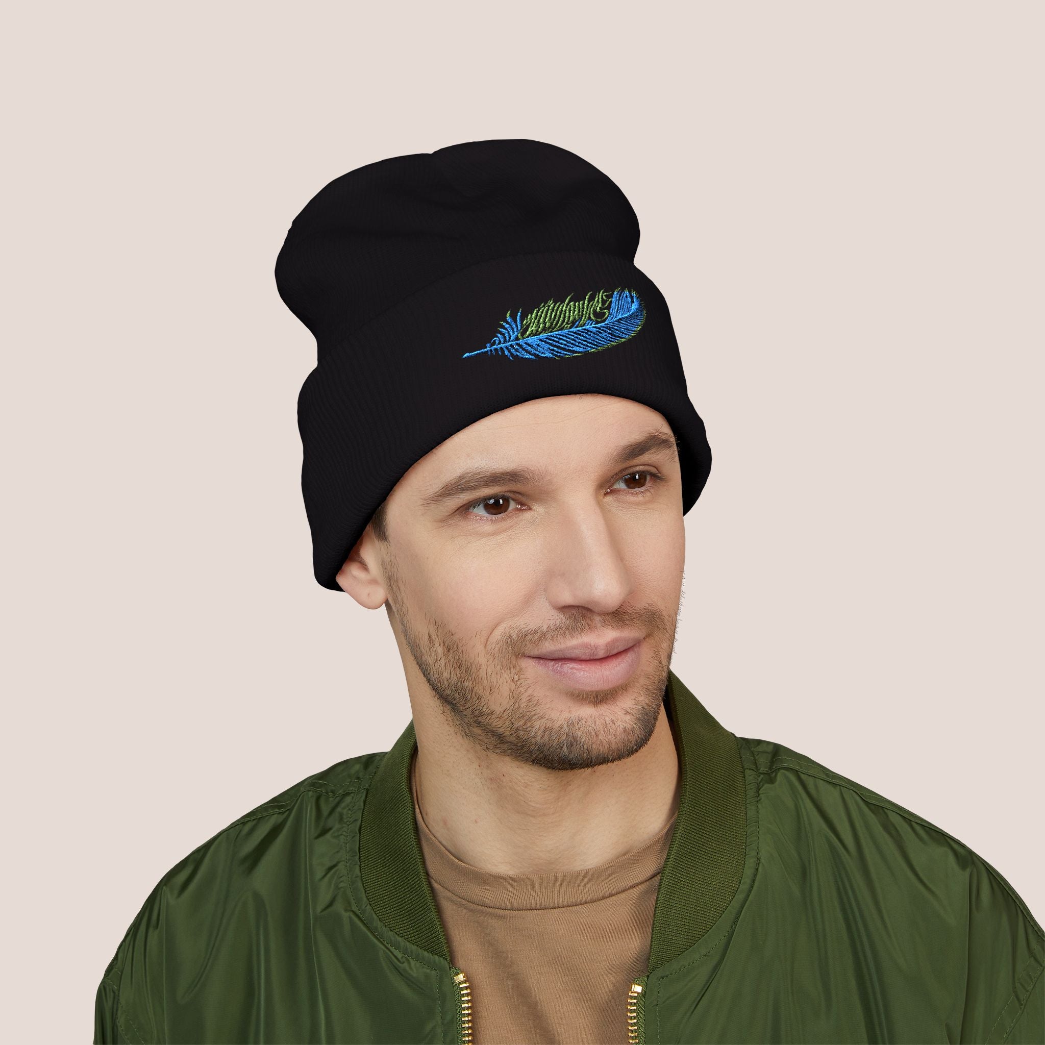 Feather on My Head Beanie