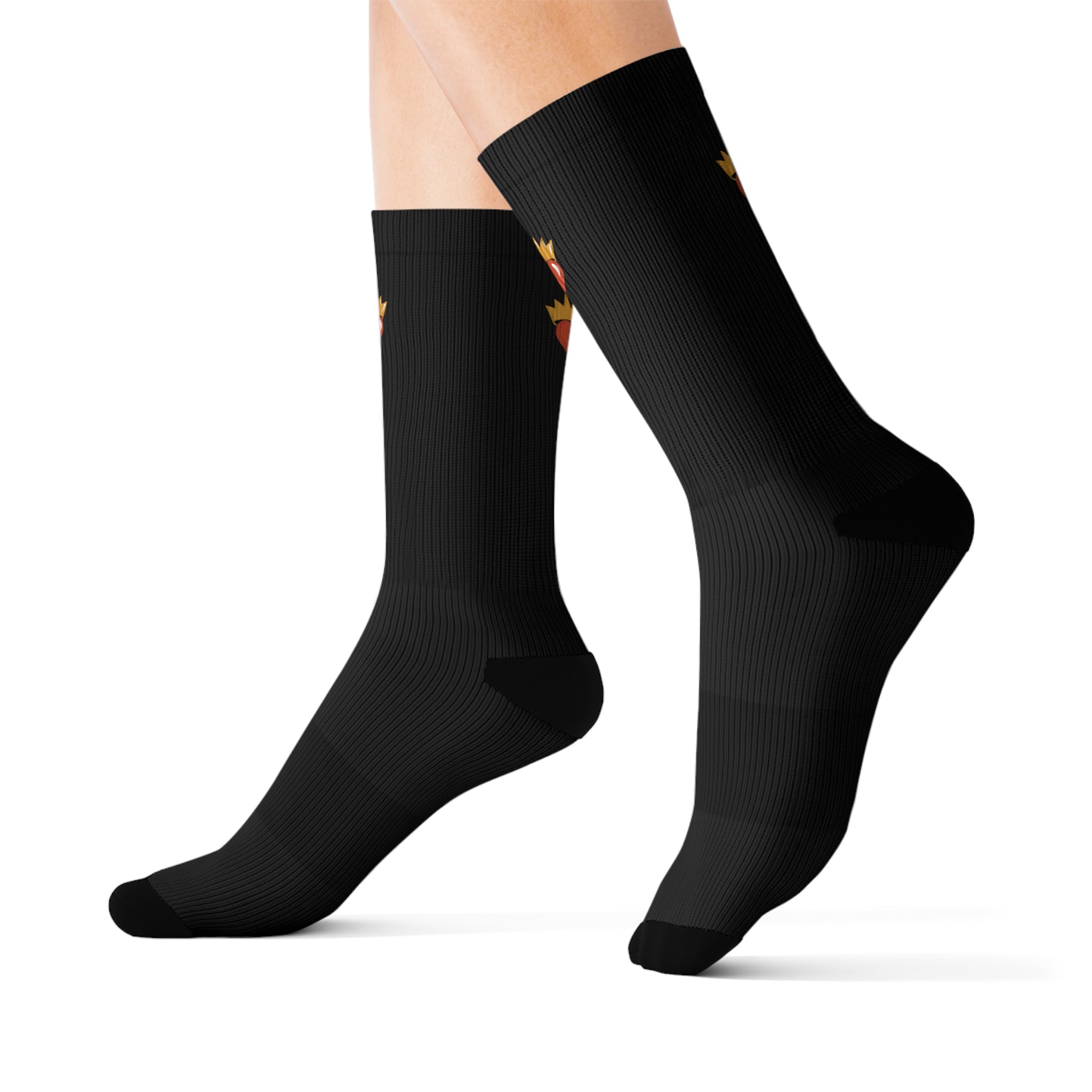 Single Royal Heart Black Socks
