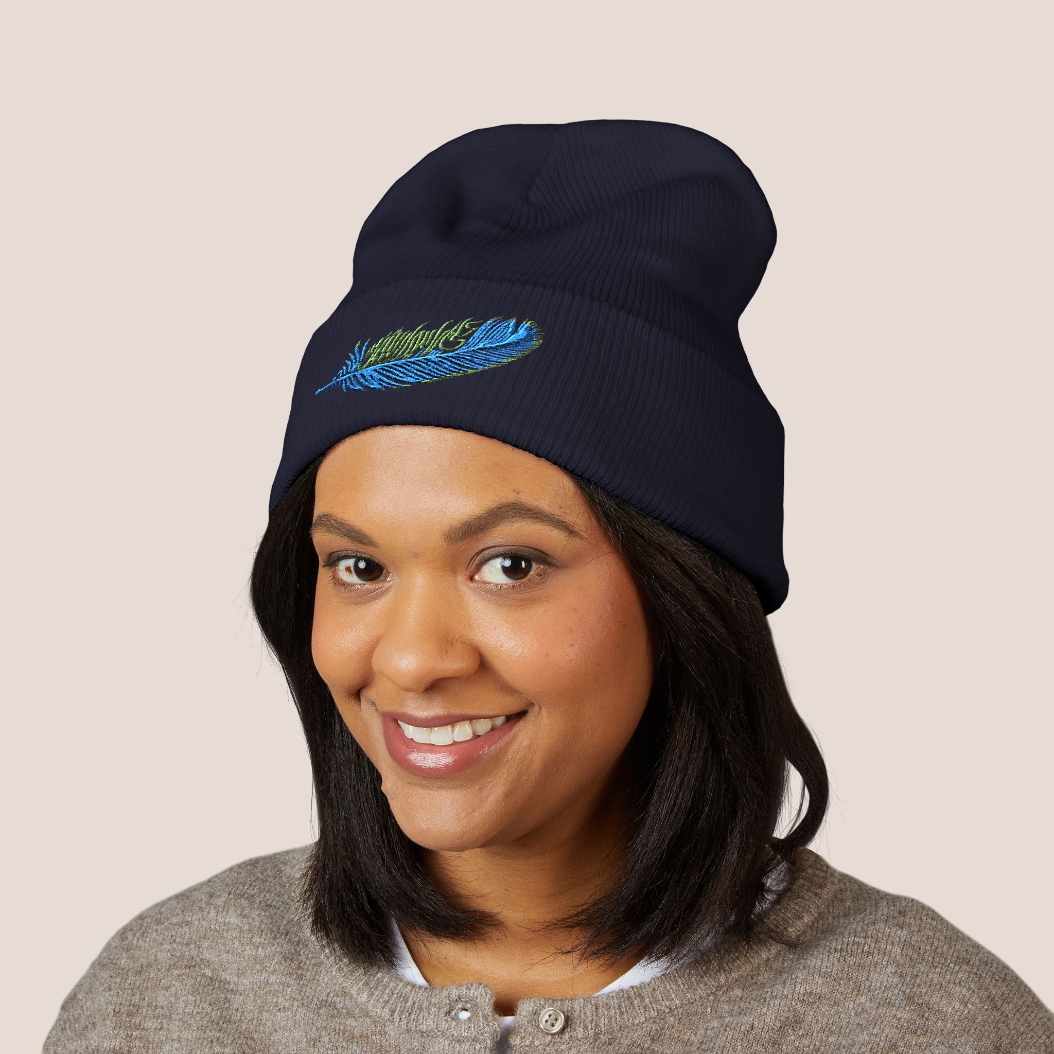 Feather on My Head Beanie