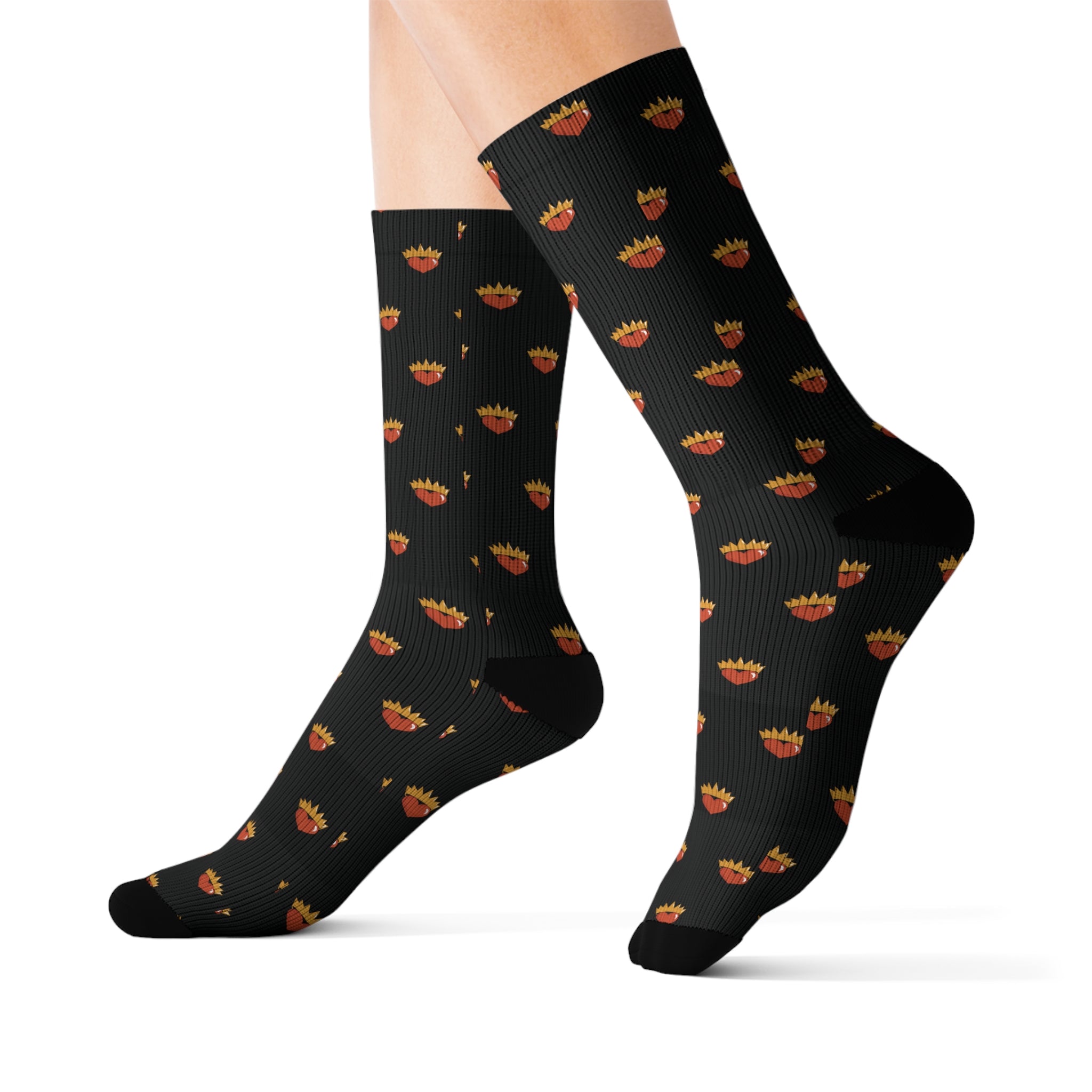 Royal Heart Black Unisex Socks