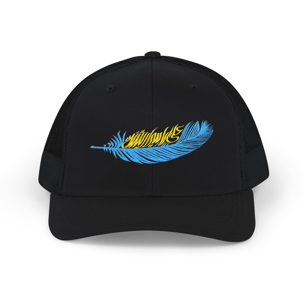 Yellow Blue Feather On My Head SnapBack Trucker Cap