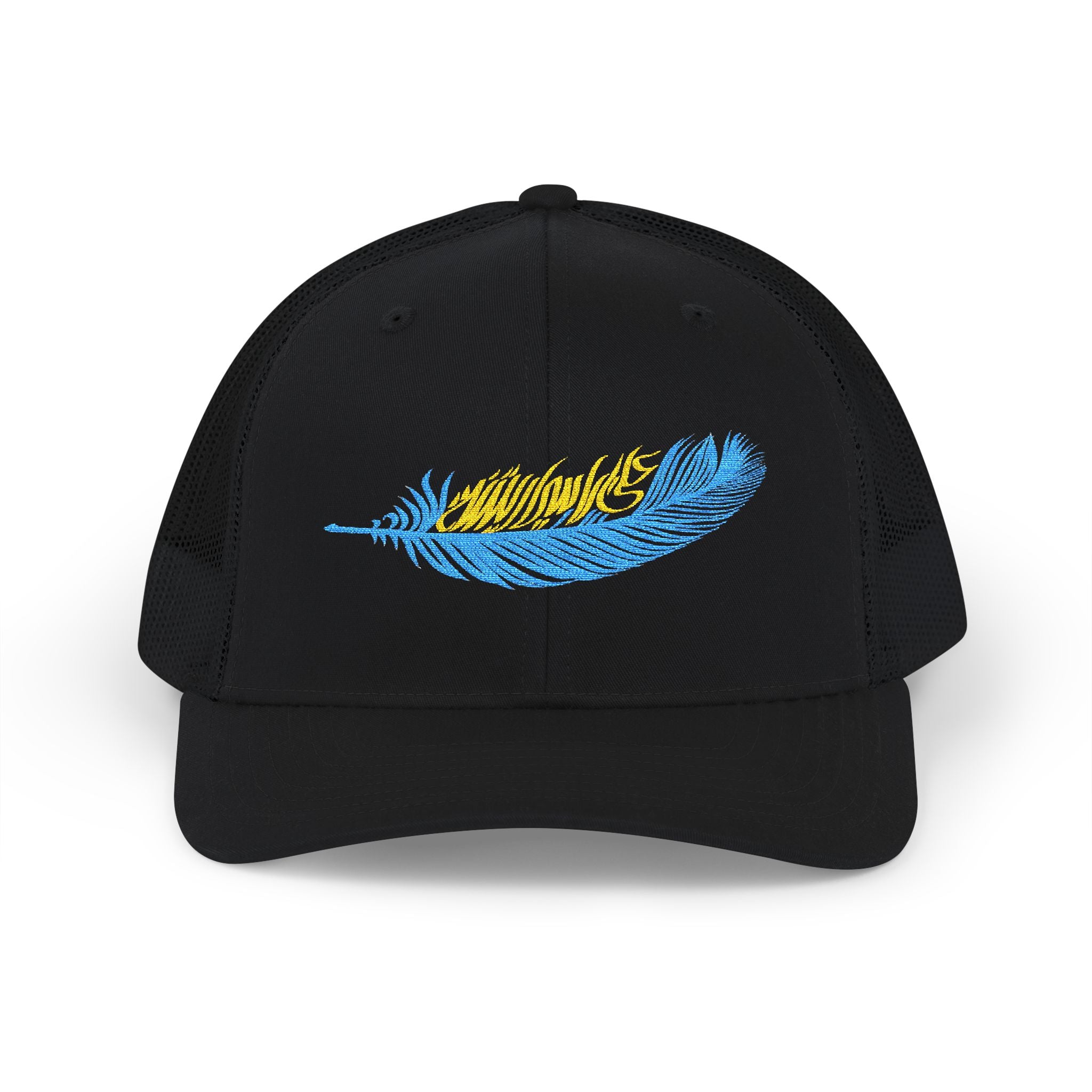 Yellow Blue Feather On My Head SnapBack Trucker Cap
