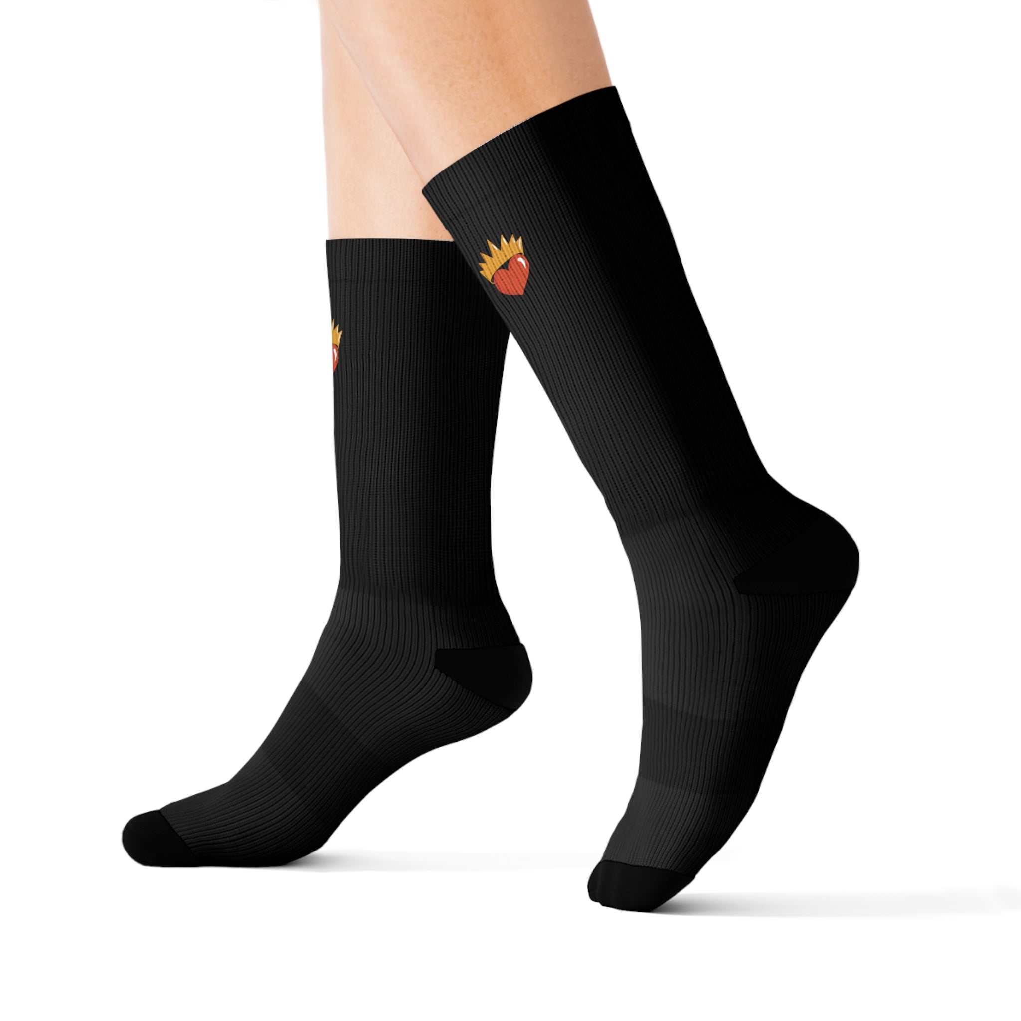 Single Royal Heart Black Socks