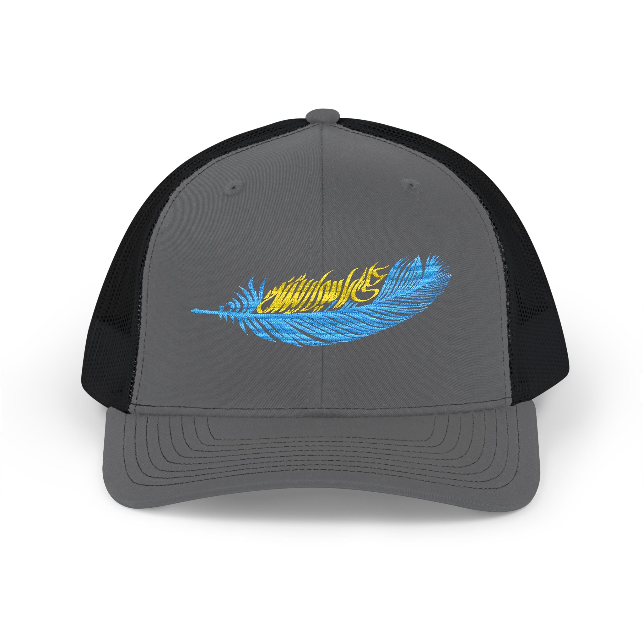 Yellow Blue Feather On My Head SnapBack Trucker Cap