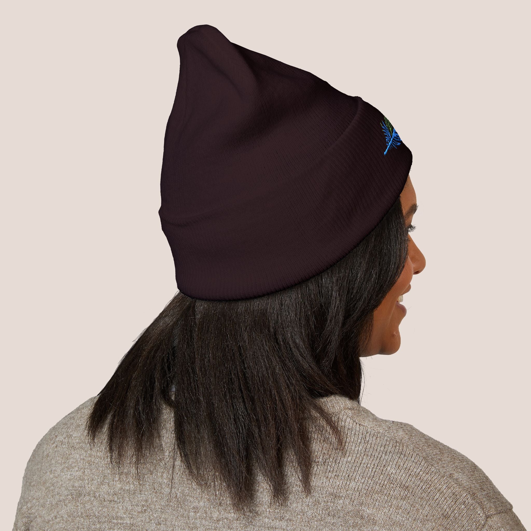 Feather on My Head Beanie