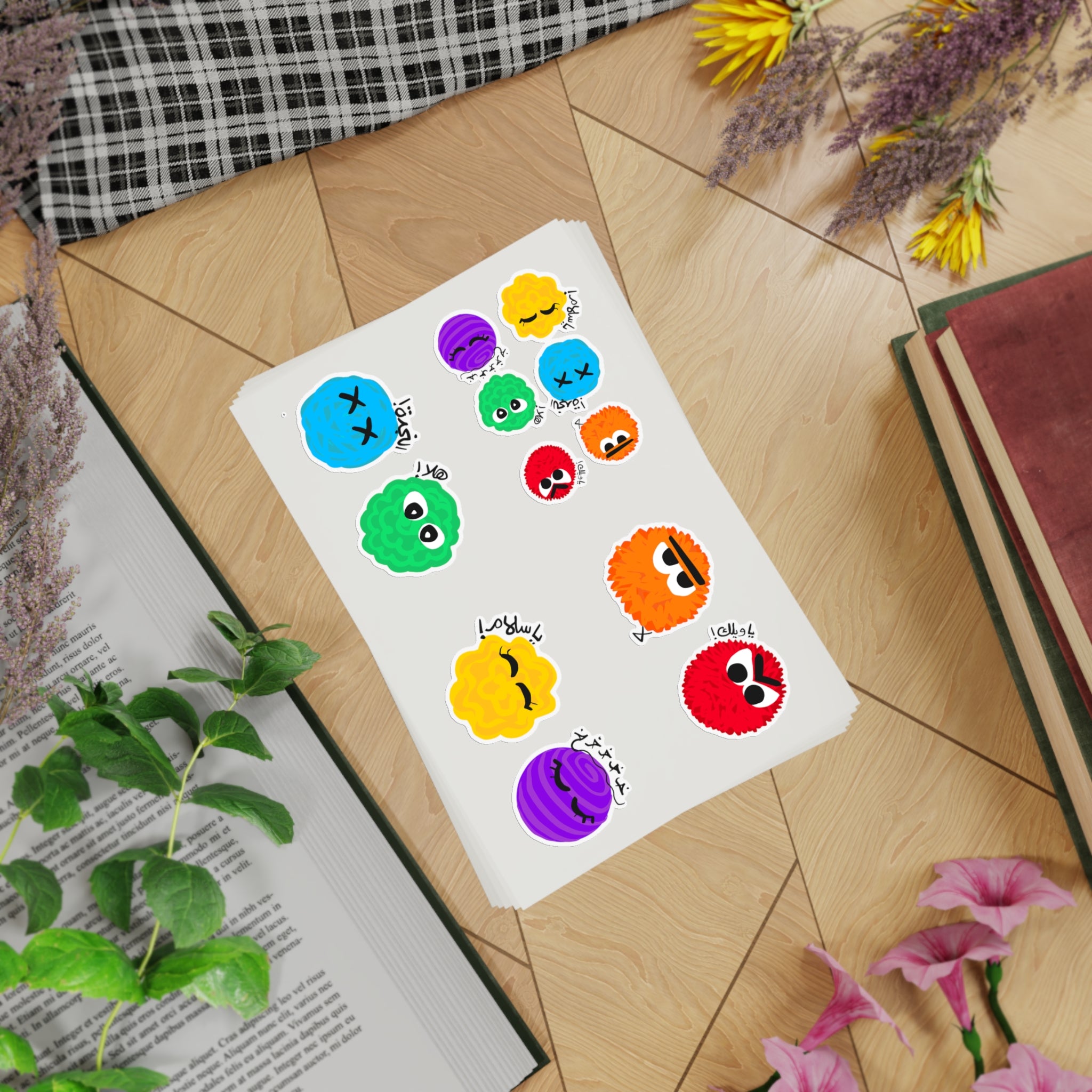 Fuzzy feelings Arabic Sticker Sheets 5 pcs